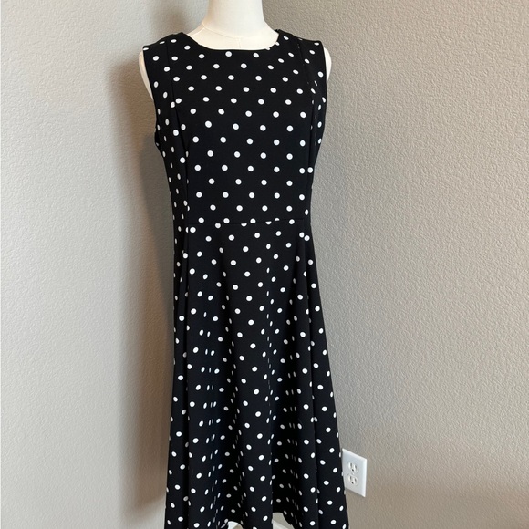Calvin Klein Sleeveless A-line Polka Dot Dress - Picture 1 of 5